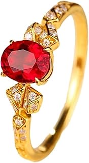 9K/14K/18K Yellow Gold Women Vintage Oval Lab Ruby Engagement Ring 1.2ct with Moissanite