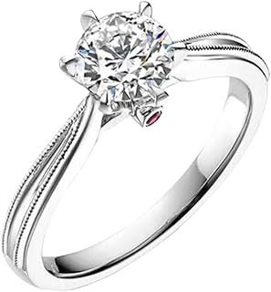 9/14/18K White Gold/Platinum Women Wedding Bands Vintage with 0.7ct Round Lab Created Diamond and Created Ruby