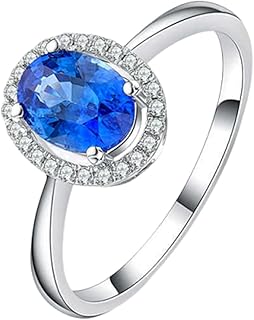 White Gold Women Sapphire Engagement Ring 1ct with 0.09ct Diamond
