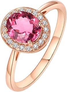 Rose Gold Halo Engagement Ring for Ladies with Flower Tourmaline 1ct and Diamond