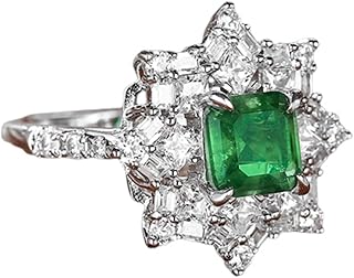 9K/14K/18K White Gold Luxury Snowflake Moissanite Engagement Ring for Women with Square Lab Emerald 1.5ct