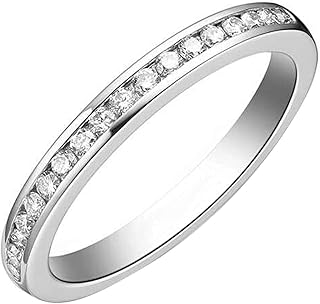 Diamond Engagement Ring White Gold 9K/14K/18K, Classic Half Eternity Channel Ring Women Promise Bands with Natural Diamonds 0.2ct Gold Personalized