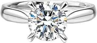 9K/14K/18K White Gold Wedding Band in Created Diamond, Classic 4 Prong Round Solitaire Ring for Women, Gold Promise Rings with 1ct Lab Grown Diamond Personalized