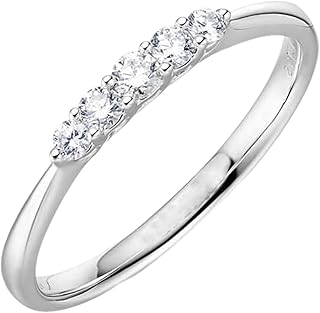 Diamond Engagement Rings White Gold 9K/14K/18K for Her, Real Gold Elegant Stackable Band Ring with Natural Diamond 0.15ct Personalized