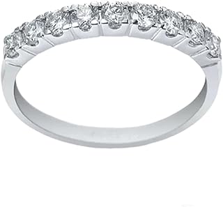 Diamond Wedding Band 9K/14K/18K White Gold, Elegant Half Eternity Ring for Women, Real Gold Anniversary Rings with 0.36ct Natural Diamonds Personalized