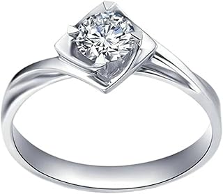 9K/14K/18K White Gold Diamond Engagement Ring for Women, Classic Twisted Solitaire Ring Gold Promise Rings with Natural Diamond 0.4ct Personalized
