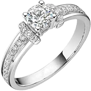 Moissanite Wedding Bands 9K/14K/18K Gold for Her, Classic Halo Pave Row Ring White Gold Statement Rings with 0.5ct Moissanite Personalized