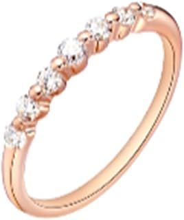 Diamond Promise Ring Rose Gold 9K/14K/18K, Classic Half Eternity Band for Her, Gold Stackable Ring with Natural Diamond 0.2ct Personalized
