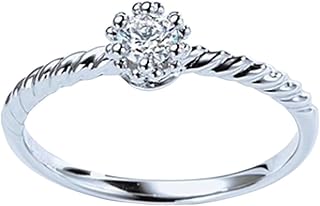 Diamond Wedding Rings 9K/14K/18K Gold for Women, Classic Twisted Crown Ring White Gold Engagement Band with Round Natural Diamond 0.1ct Personalized