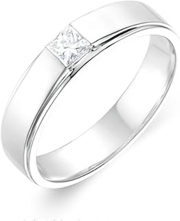 Diamond Wedding Ring 9K/14K/18K White Gold, Classic Polished Solitaire Ring for Women, Gold Engagement Rings with Princess Natural Diamond 0.2ct Personalized