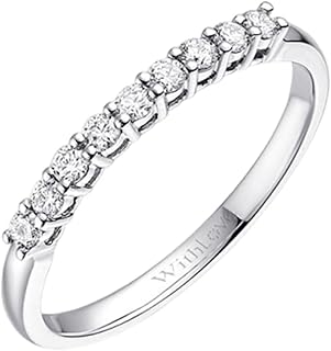 Diamond Half Eternity Ring, White Gold Wedding Rings 9K/14K/18K for Her, Promise Band with Natural Diamonds 0.26ct Gold Personalized