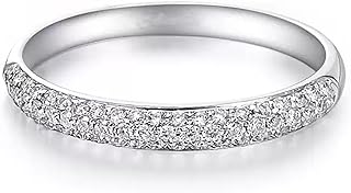 Diamond Engagement Rings White Gold 9K/14K/18K for Women, Classic Pavé Row Ring Real Gold Engagement Rings with Natural Diamonds 0.25ct Personalized