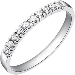 Diamond Wedding Rings 9K/14K/18K White Gold for Women, Classic Half Eternity Band Gold Statement Ring with Natural Diamonds 0.2ct Personalized