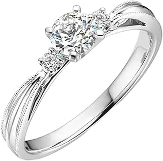 Diamond Engagement Rings 9K/14K/18K White Gold, Classic 3 Stone Ribbon Ring Women Promise Ring with Natural Diamond 0.3ct Gold Personalized