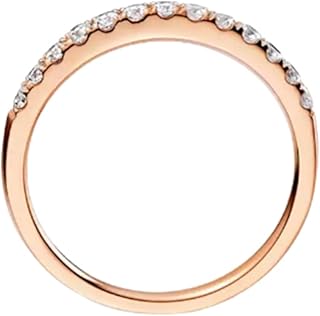 Diamond Half Eternity Band 9K/14K/18K Rose Gold Engagement Ring for Her, Gold Stackable Ring with Natural Diamonds 0.3ct Personalized