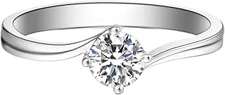 9K/14K/18K White Gold Diamond Engagement Ring, Classic Twisted 4 Prong Round Solitaire Ring Women Statement Rings with Natural Diamond 0.3ct Gold Personalized