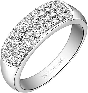 Moissanite Engagement Ring 9K/14K/18K White Gold for Women, Luxury Pavé 4 Row Band Real Gold Wedding Rings with 0.5ct Moissanites Personalized