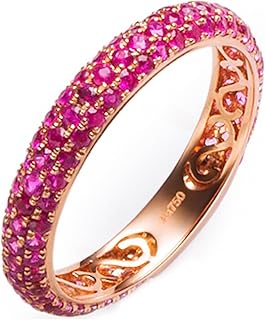 Women 9K/14K/18K Rose Gold Ring Vintage Vine Eternity with 1.23ct Round Ruby Wedding Rings Unique Size 4-10