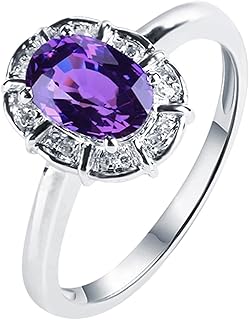 Women 9K/14K/18K White Gold Ring 1.53ct Oval Sapphire and Diamond Rings for Wedding Size 4-10