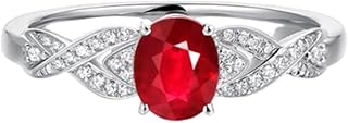 9K/14K/18K White Gold Ruby Wedding Bands, Elegant Pavé Entwined Braided Ring for Women, Gold Statement Rings with Oval Natural Ruby 0.5ct and Diamonds Personalized