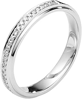Diamond Promise Rings 9K/14K/18K Gold, Classic Half Eternity Band Couple Ring for Him and Her with Diamonds White Gold Personalized