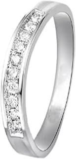 9K/14K/18K White Gold Diamond Couple Rings for Him and Her, Classic Half Eternity Band Gold Engagement Rings with Natural Diamonds Personalized