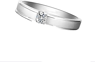 9K/14K/18K White Gold Diamond Promise Rings for Couples, Classic Solitaire Matte Band Real Gold Engagement Rings His and Her with Natural Diamond 0.1ct/0.2ct Personalized