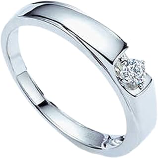 Gold Diamond Couple Wedding Rings 9K/14K/18K, Classic Polished Solitaire Band White Gold Promise Ring for Him and Her with Natural Diamond 0.1ct Personalized