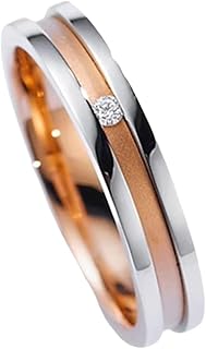 Wedding Rings for Couples 9K/14K/18K Gold, Classic Bicolore Fluted Ring White Gold Promise Rings His and Her with Diamonds Personalized