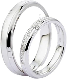 9K/14K/18K White Gold Diamond Engagement Ring, Classic Cross Pavé Row Ring Gold Couple Rings for Him and Her with Natural Diamonds Personalized