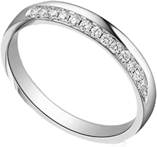 His and Her Promise Rings White Gold 9K/14K/18K, Classic Polished Plain Band Wedding Ring for Couple with Natural Diamonds Gold Personalized