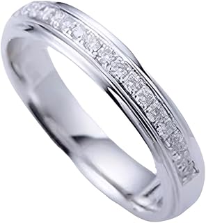 Wedding Ring White Gold 9K/14K/18K, Classic Half Eternity Band Real Gold Couple Rings for Him and Her with Natural Diamonds Personalized