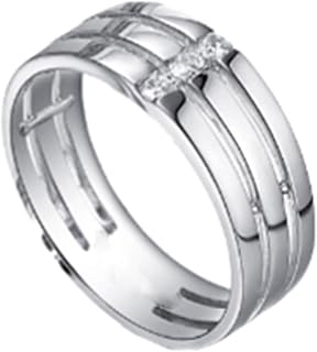 9K/14K/18K White Gold Couple Wedding Ring, Diamond Wide Triple Band Ring Engagement Rings for Him and Her with Natural Diamonds Gold Personalized