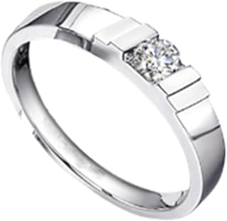 White Gold Couple Diamond Engagement Rings 9K/14K/18K, Classic Rippled Solitaire Ring Real Gold Wedding Band for Him and Her with Natural Diamond 0.1ct/0.15ct Personalized