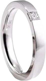 White Gold Couple Diamond Engagement Rings 9K/14K/18K, Classic Solitaire Band Ring Gold Anniversary Ring for Him and Her with Princess Natural Diamond 0.1ct Personalized