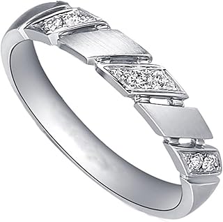 9K/14K/18K White Gold Diamond Wedding Ring, Pave Sculpture Band Gold Couple Rings for Him and Her with Natural Diamonds Personalized