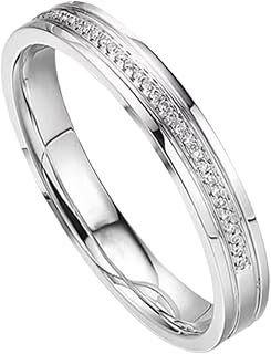 9K/14K/18K White Gold Diamond Couple Rings for Him and Her, Classic Pavé Row Ring Gold Wedding Band with Natural Diamonds Personalized