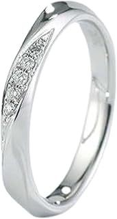 Couple Wedding Rings 9K/14K/18K White Gold, Classic Rippled Band Promise Ring for Him and Her with Diamonds Gold Personalized