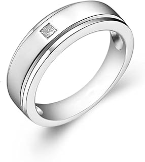 Diamond Wedding Bands 9K/14K/18K White Gold, Classic Half Eternity Ring Real Gold Couple Rings for Him and Her with Princess Natural Diamonds Personalized