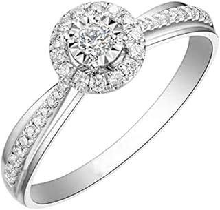White Gold and Pt950 Diamond Wedding Bands For Women, Halo Diamond Engagement Ring for Women