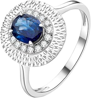 White Gold/Yellow Gold Simple Wedding Ring, Women Smooth Promise Ring Round with 4 Claws Oval Shape Sapphire/Emerald and Diamond