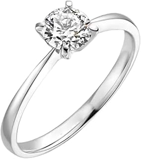 9/14/18K White Gold/Platinum Wedding Rings Women, Engagement Ring for Women with 4 Prong Diamond 0.4ct