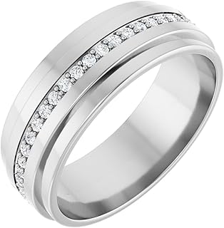 Sonia Jewels Solid 14k White Gold 3/8 Cttw Diamond Eternity Wedding Band Ring - Size 10 (.38 Cttw) (Width = 7mm)