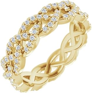 Sonia Jewels Solid 14k Yellow Gold 1/2 Cttw Diamond Eternity Ring Anniversary Stackable Wedding Band - Size 5 (Width = 5mm)
