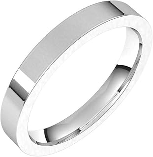 Sonia Jewels Solid Platinum 3mm Flat Comfort Fit Wedding Band Ring Mens Heavy Thick Classic Plain Traditional - Size 9.5