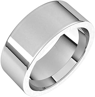 Sonia Jewels Solid Platinum 8mm Flat Comfort Fit Wedding Band Ring Mens Heavy Thick Classic Plain Traditional - Size 10
