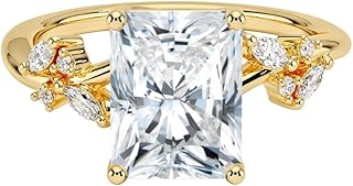 IGI Certified 1-5 Ct Radiant Cut Lab Grown Diamond Ring – 10K/14K/18K Solid Gold, 925 Sterling Silver | Nature Inspired Engagement Ring for Women