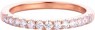 Finger Ring for Women 9K/18K Gold Half Eternity with Round Diamond/Moissanite Simple Promise Rings Size 4-12