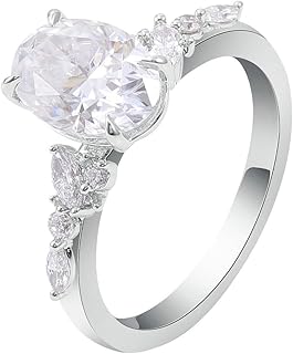 Engagement Ring Women 9K/14K/18K White Gold/Platinum 950 Oval Moissanite Wedding Ring Jewelry Size 4-12