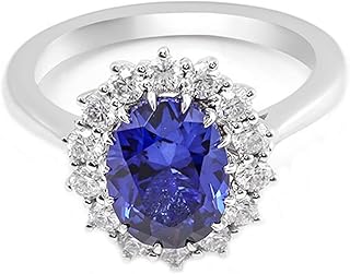 Fashion Jewelry Rings for Women 9K/14K/18K White Gold Luxury Flower Oval Created Sapphire with Moissanite Wedding Promise Rings Size 4-12
